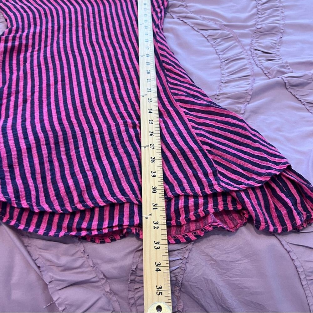 Angela Mara XSmall Womens Lagenlook Dress Artsy Striped Pink Navy - Picture 8 of 9